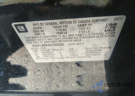 2017 Chevrolet Equinox Ls из США, поврежденный, VIN 2GNALBEK0H1586336